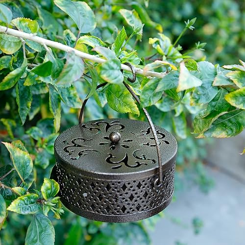 Miniatura 7 de MyLifeUNIT Soporte de bobina para mosquitos, paquete de 2 quemadores de incienso de mosquitos portátiles retro para el hogar y campamento (bronce)