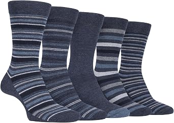 Farah - 5 Pack Mens Thin Breathable Classic Patterned Soft Top Office Cotton Dress Socks
