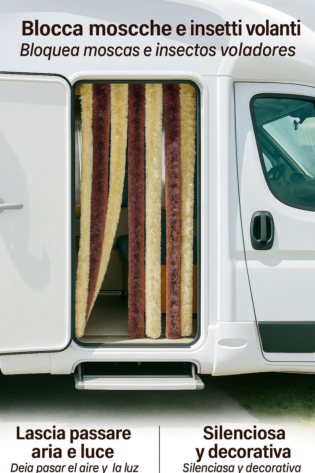 BERGER Blickdicht Flauschvorhang 100x200 | Chenille Türvorhang als Flauschvorhang Wohnwagen oder Flauschvorhang Wohnmobil | Flauschvorhang Insektenschutz für Balkontür, Sichtschutz, Raumteiler