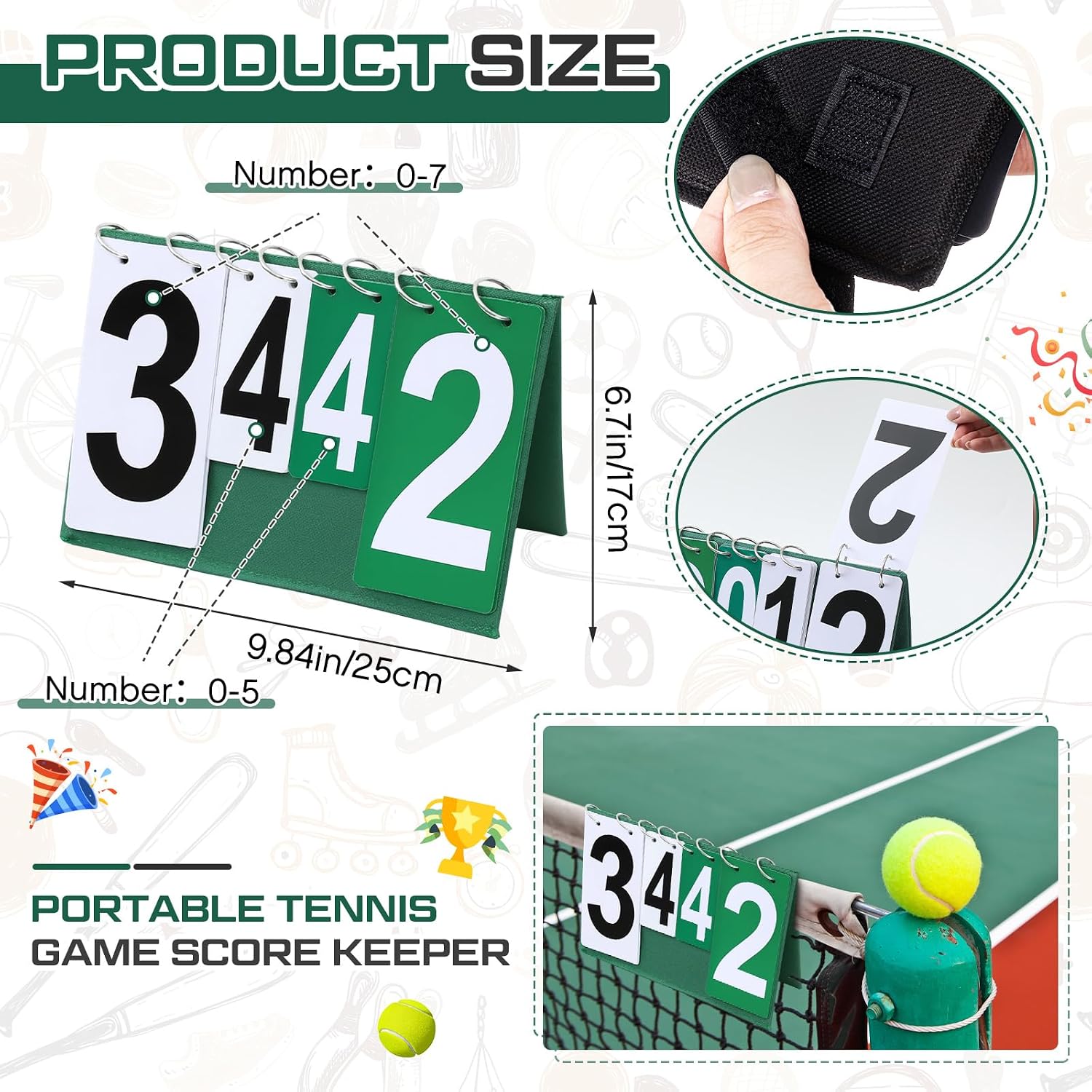 Over Net Tennis Score Keeper Flip Scoreboards Portable for Volleyball Basketball Coaching Tennis Outdoor