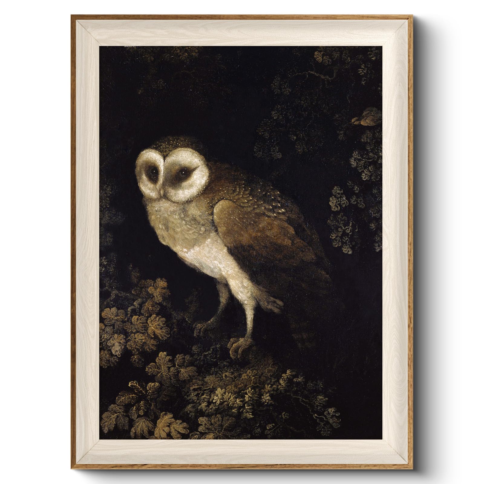 VIYYIEA Framed Wall Art for Living Room, Owl Canvas Prints, Vintage Home Decor, Animals Painting Picture, Bathroom Wall Decor Gifts for Friends or Family - 16L x 12W