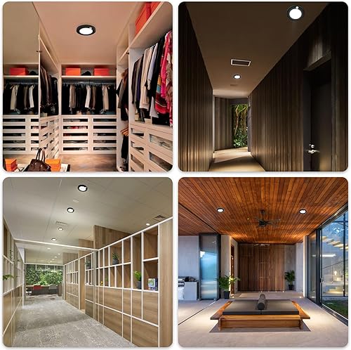 Miniatura 6 de JULLISON Luz de techo LED negra con sensor de movimiento 5CCT seleccionable en campo de 4 pulgadas, luz de armario con cable de 120 V, 10 vatios,