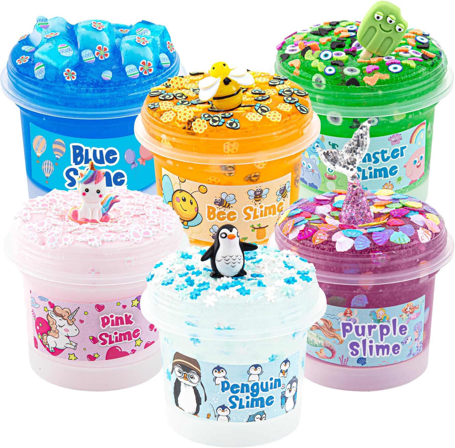 6 x 100ml Clear Slime Kit, 20 FL OZ Slimes for Girls & Boys, Jelly Cube Crunchy Slime Pack, Slimes Party Favors for Kids, Birthday Easter Halloween Boys & Girls Gift Sensory Toys