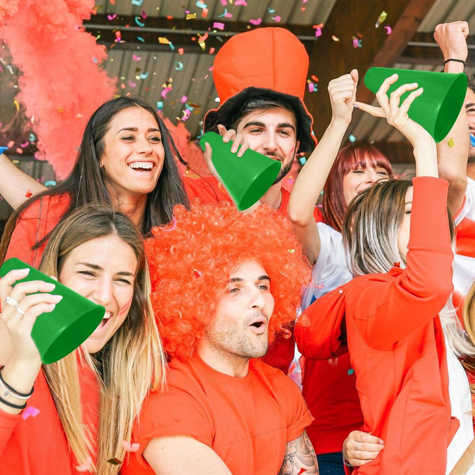 Lot de 30 mégaphones Cheer en plastique vert pour fête - Accessoire de fête pour l'école, les activités de plein air, les fêtes, le sport, les matchs (30, vert)