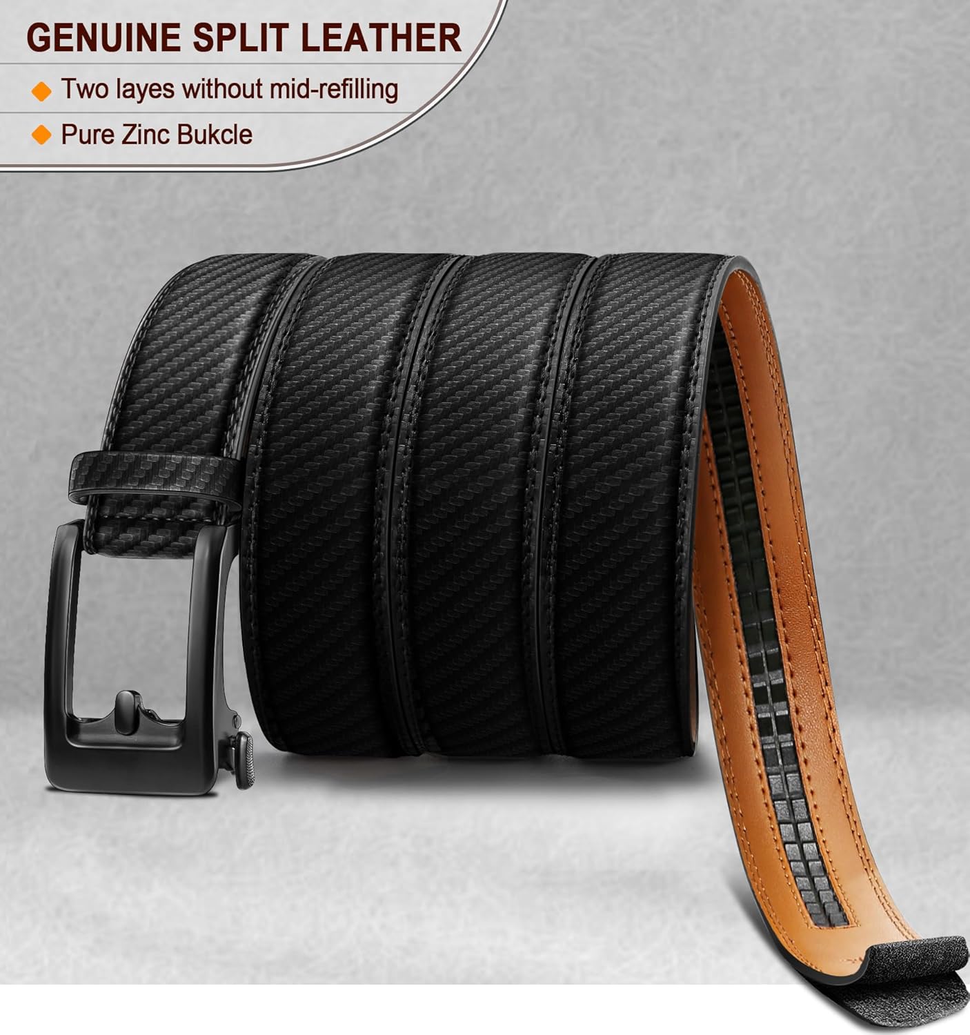 KEMISANT Men's Belt Multipack-Ratchet Belt Adjustable for Gift Men Lightweight 1 3/8"-Nontrimmable - Image 3