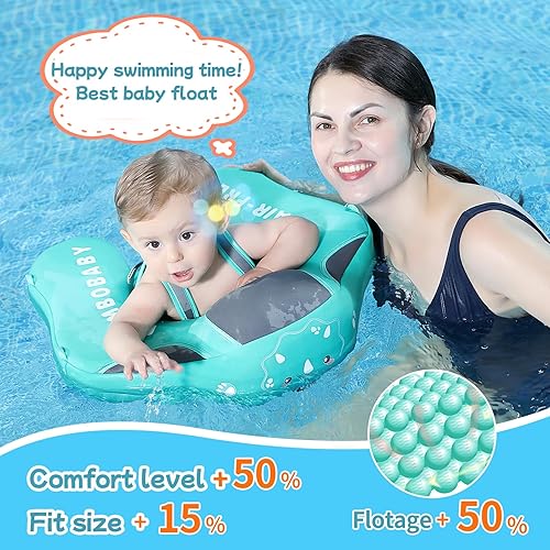 Miniatura 5 de Mambobaby Flotador con Toldo y Cola Nuevo Mejorado Flotador de Piscina No Inflable para Bebé Flotador de Natación Mambo Entrenador de Natación