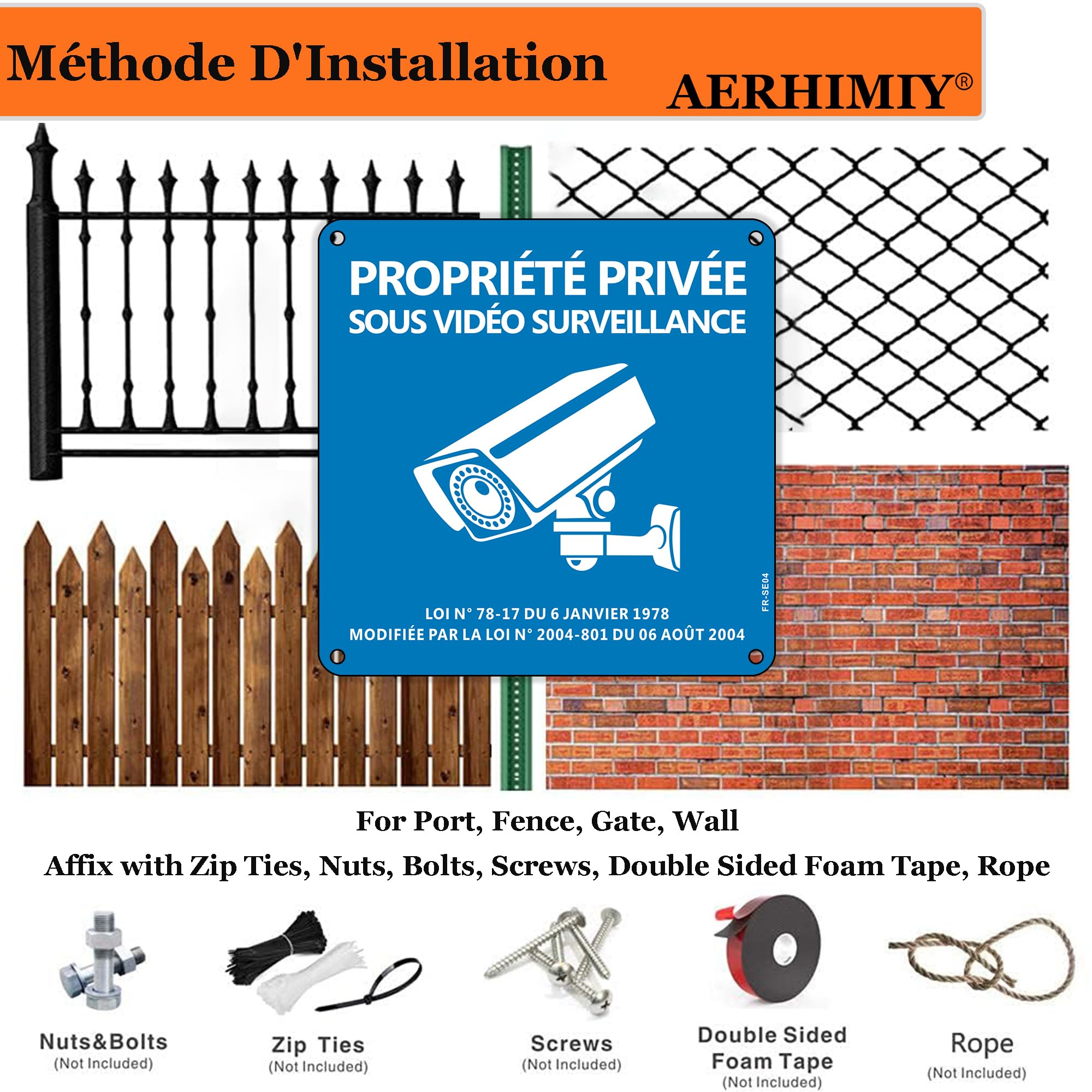 Lot De 4 Panneaux De Vidéosurveillance, En Aluminium, 15 X 15 Cm, Avec Autocollant Et 4 Trous De Perçage, Pour Vidéosurveillance, Terrain Privé