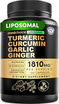 Liposomal Turmeric - High-Absorption Curcumin Supplements, Non-GMO Blend for Digestive Comfort & Daily Support - Organic Turmeric Supplement with Black Pepper 120ct, Pack of 1