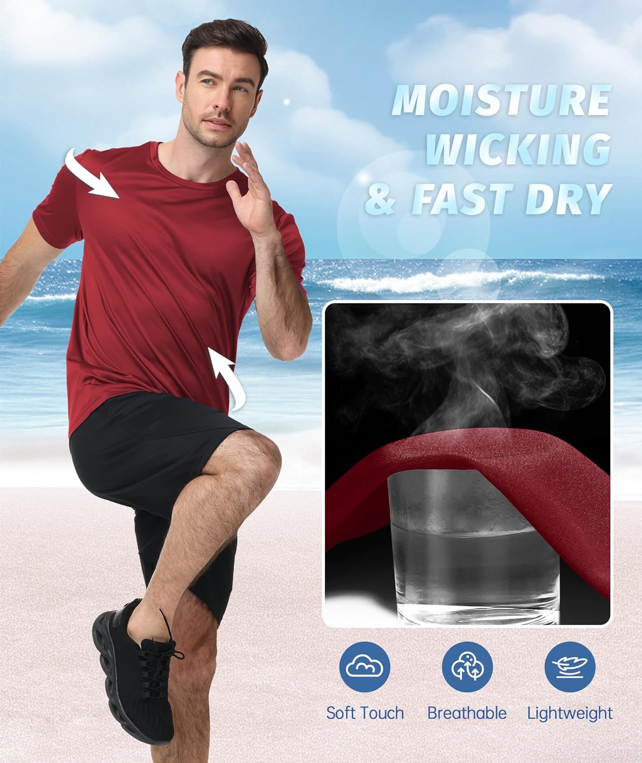 ZITY 3 Pack T Shirts for Men UPF 50+ Workout Swim Shirt Fast Dry Moisture Wicking Athletic T-Shirts for Running Gym - Image 4