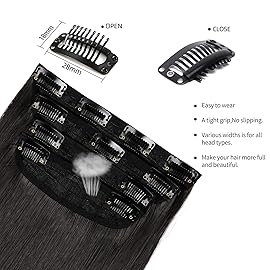 Straight Hair Extensions Natural Black 4Pcs Clip in Hair Extensions Soft Extensions for Women 20 Inches Thick Hair Extensions Clip In(4pcs, 20Inch, 2)