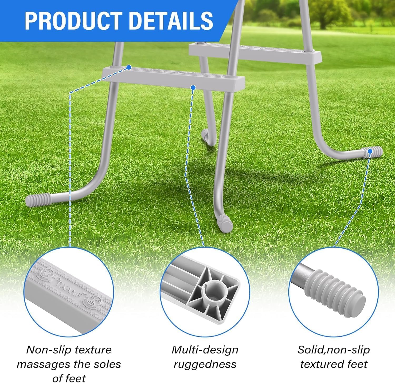 36" 3-Step Steel Frame Above Ground Swimming Pool Ladder,Heavy Duty Double Sided Removable Pool Steps,Pool Ladder Steps with Non-Slip Plastic Steps for Entry and Exit