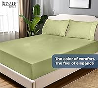 Vista 9 de Royale Linens Sábana Bajera Ajustable de Algodón Orgánico 100% - Tejido Percal - Sábanas Bajeras de Bolsillo Profundo Súper Suaves - Sábana Elástica