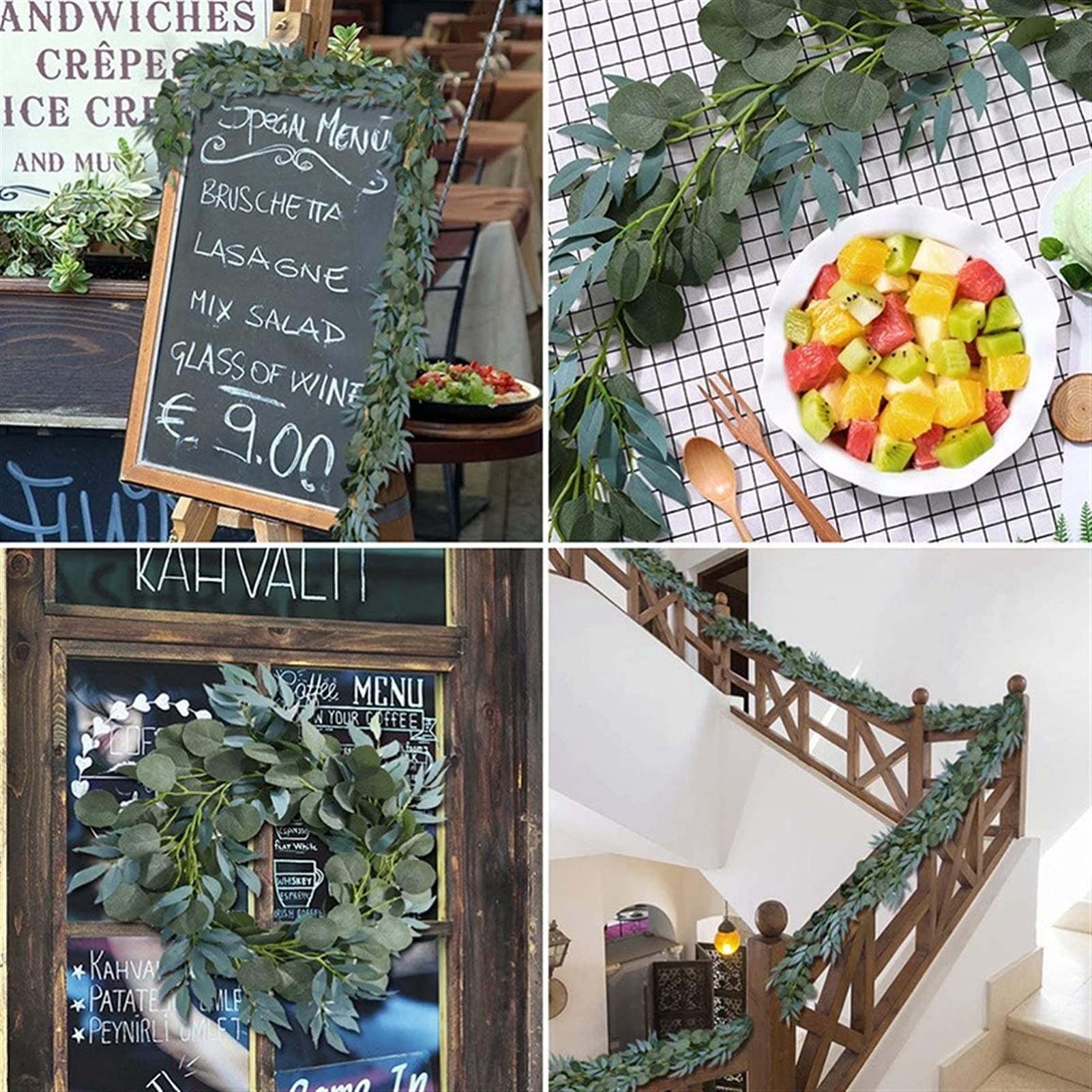 Sztuczne kwiaty, wieniec bożonarodzeniowy na przednie drzwi 2 sztuki 18 cm girlanda eukaliptusowa sztuczne liście eukaliptusa ze sztucznymi liśćmi wierzby girlanda ślubna dom wianek