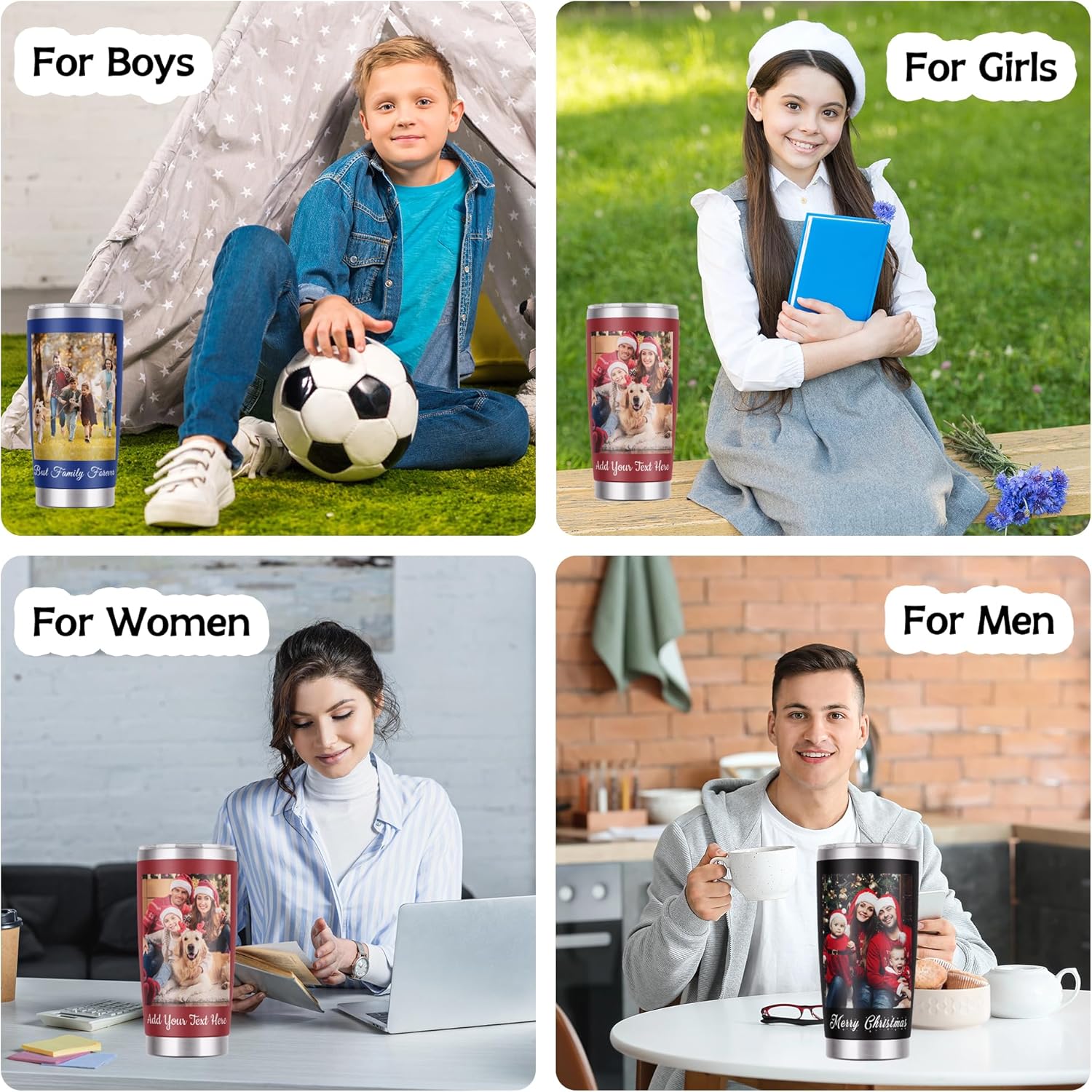 Custom Coffee Cups Personalized Tumbler with Picture 20oz Stainless Steel Customized Cups with Photo Text Custom Valentine's Day Christmas Birthday Gifts for Couple Women Men - Image 7