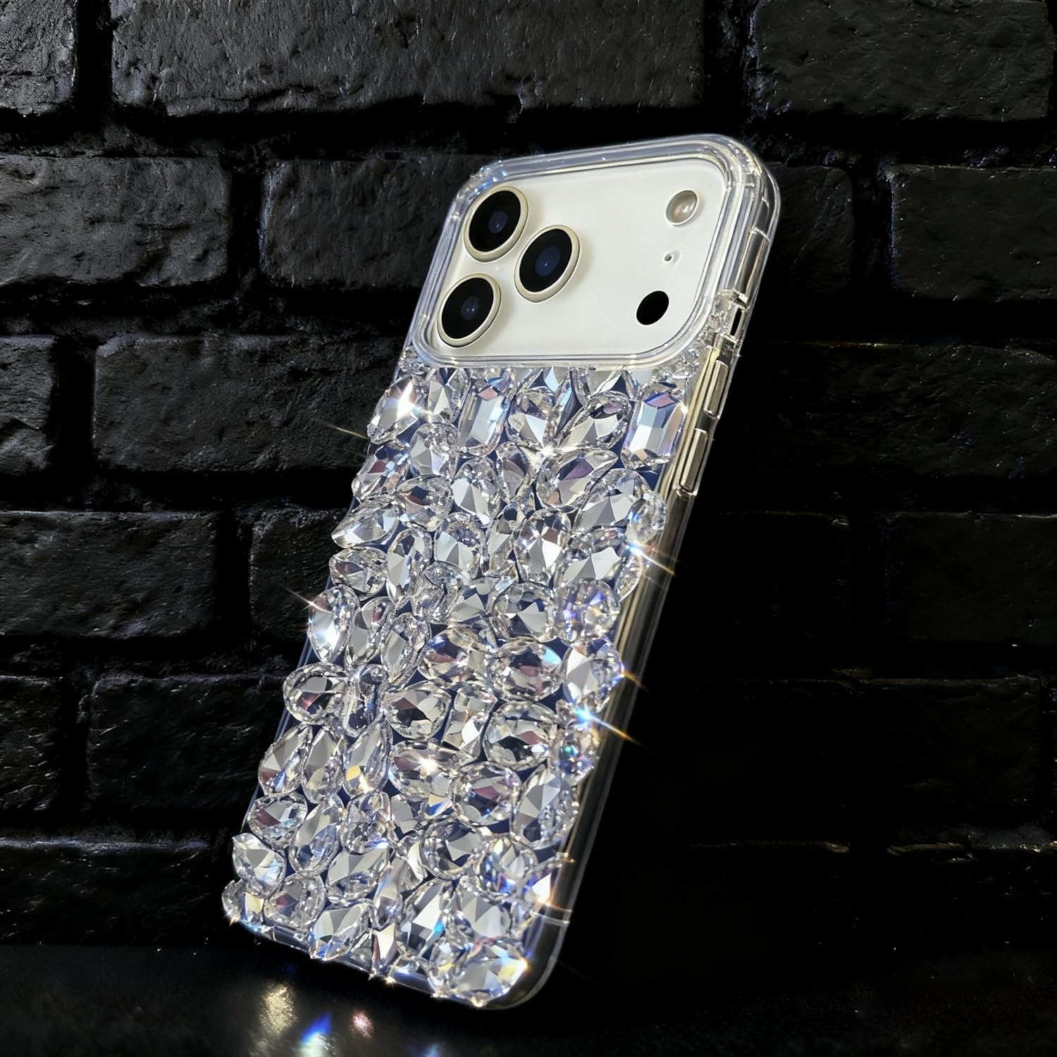 Bonitec Luxury Bling Case Compatible with iPhone 17 Pro, 3D Sparkle Crystal Glitter Diamond Rhinestone Cover for Women, Girly Shiny Phone Case Clear - Image 8