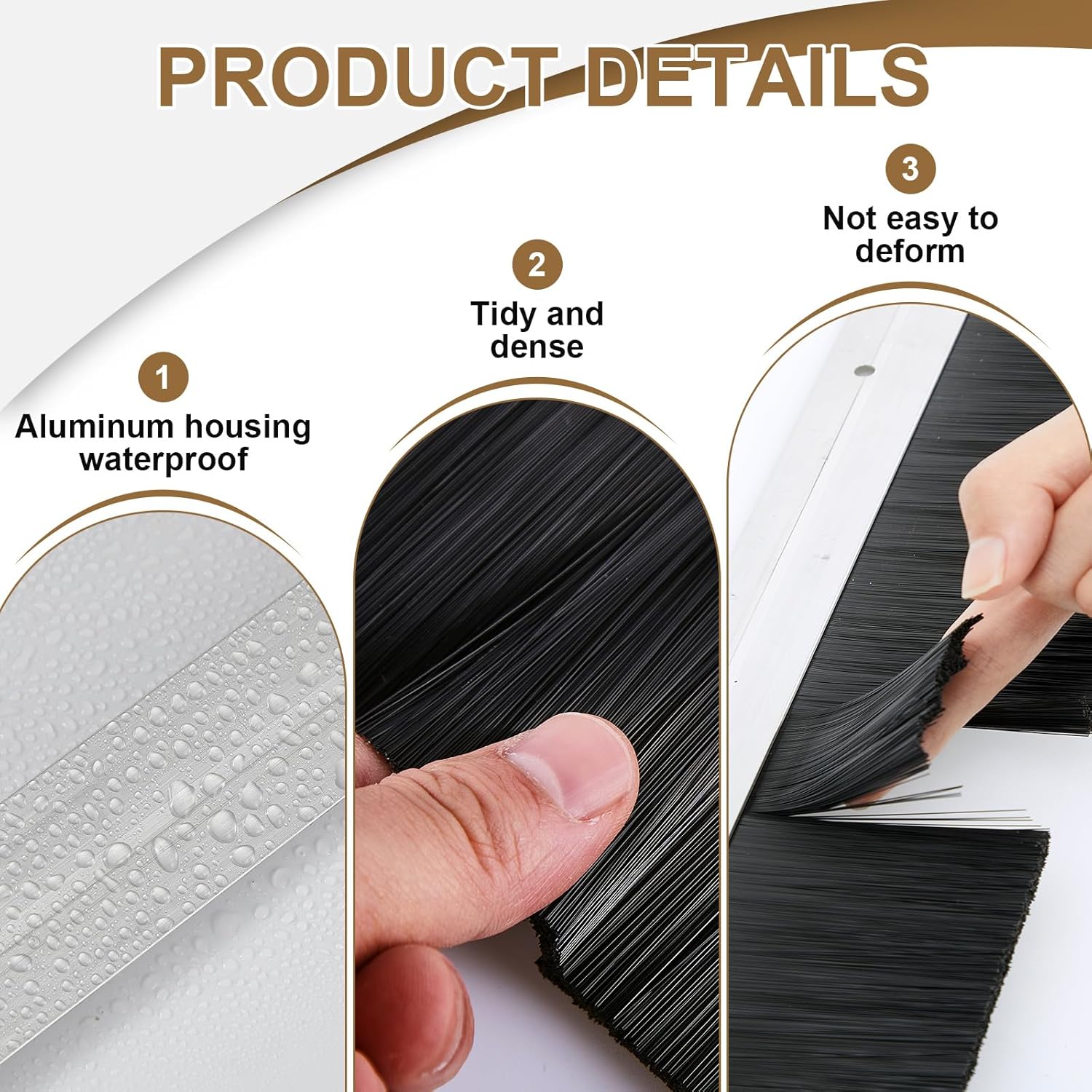 Frienda 2 Pcs Door Brush Bottom Sweep Brush Weather Stripping Door Seal with Screws for Gaps up to 1 Inch, Multipurpose Seal for Home, Gate, Threshold Fill Gaps and Debris Out (3 x 39.3 Inch)