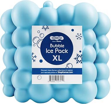 Komax Large Bubble Ice Packs for Coolers 3-Pack | 12 to 15 Hours, Long Lasting Cooler Ice Packs | 7.1 x 6.1 Slim & Flexible Freezer Packs | Reusable Ice Packs for Coolers
