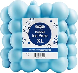 Komax Large Bubble Ice Packs for Coolers 3-Pack | 12 to 15 Hours, Long Lasting Cooler Ice Packs | 7.1” x 6.1” Slim & Flexible Freezer Packs | Reusable Ice Packs for Coolers