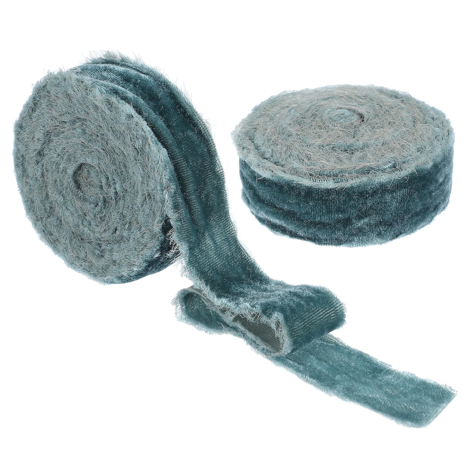 Ruban de velours effiloché bleu sarcelle pour décoration de mariage et bouquets bohèmes