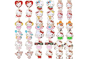 Anjulery 36 Pieces Hello Kitty Craft Kit - Enamel Cat Charms for Whimsical Creations