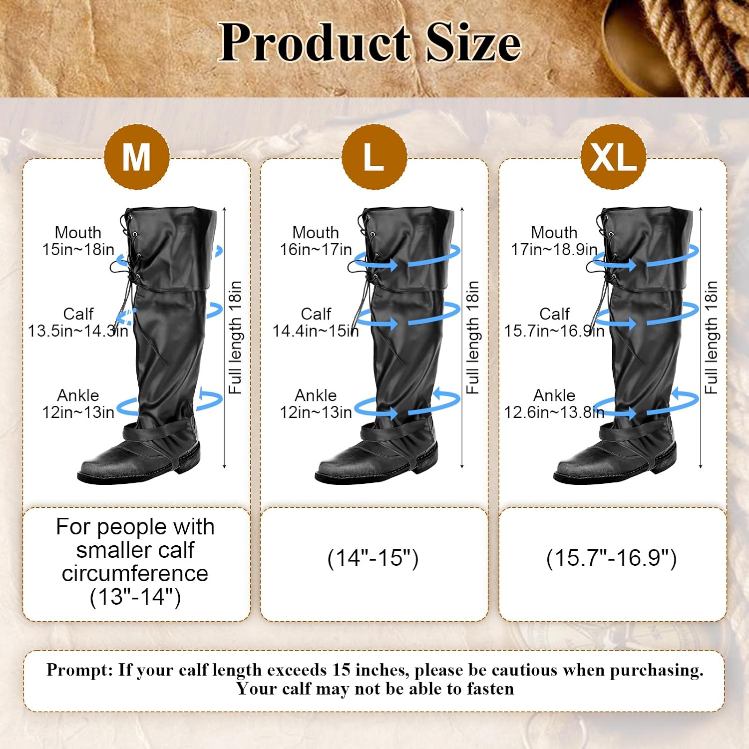 Medieval Pirate Boot Covers Men's Renaissance Viking Costume Accessories | Men's Pirate Costume Accessories,Black Medieval Boot Covers Costume Halloween Cosplay,Warrior Knight Armor,Renaissance Boots