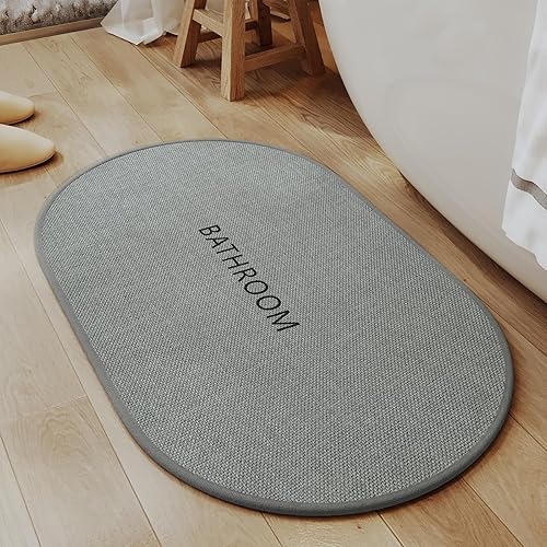 Miniatura 8 de Tapete de baño antideslizante con respaldo de goma mejorado, lavable y delgado, para suelo de baño, alfombras de baño tejidas absorbentes, de secado