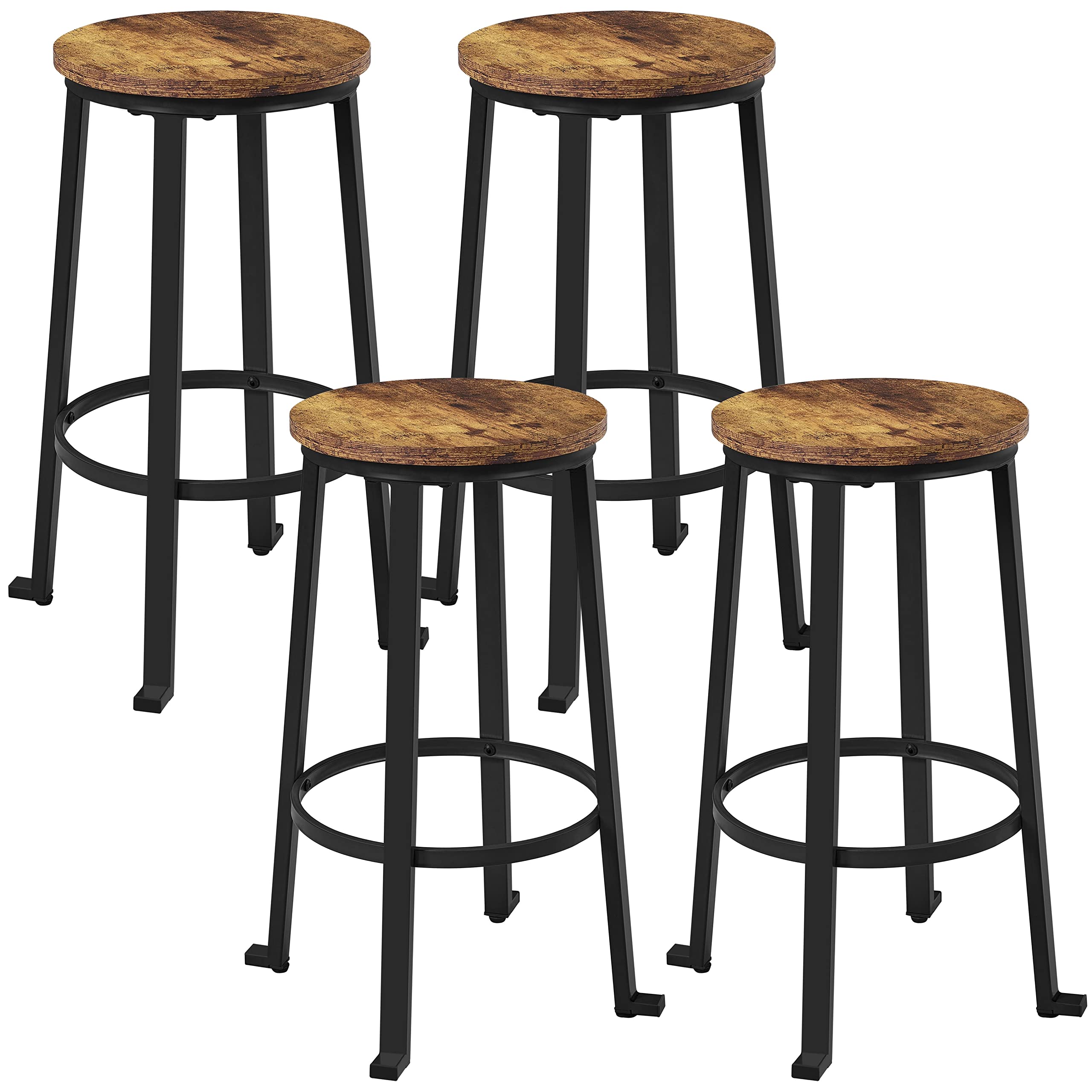 YaheetechBar Stools 66.5cm Tall Bar Chairs Breakfast Kitchen Counter Barstools Industrial Style Pub Height Stools with Metal Frame Backless for Kitchen/Dining Room/Bar/Restaurant/Cafe, Set of 4
