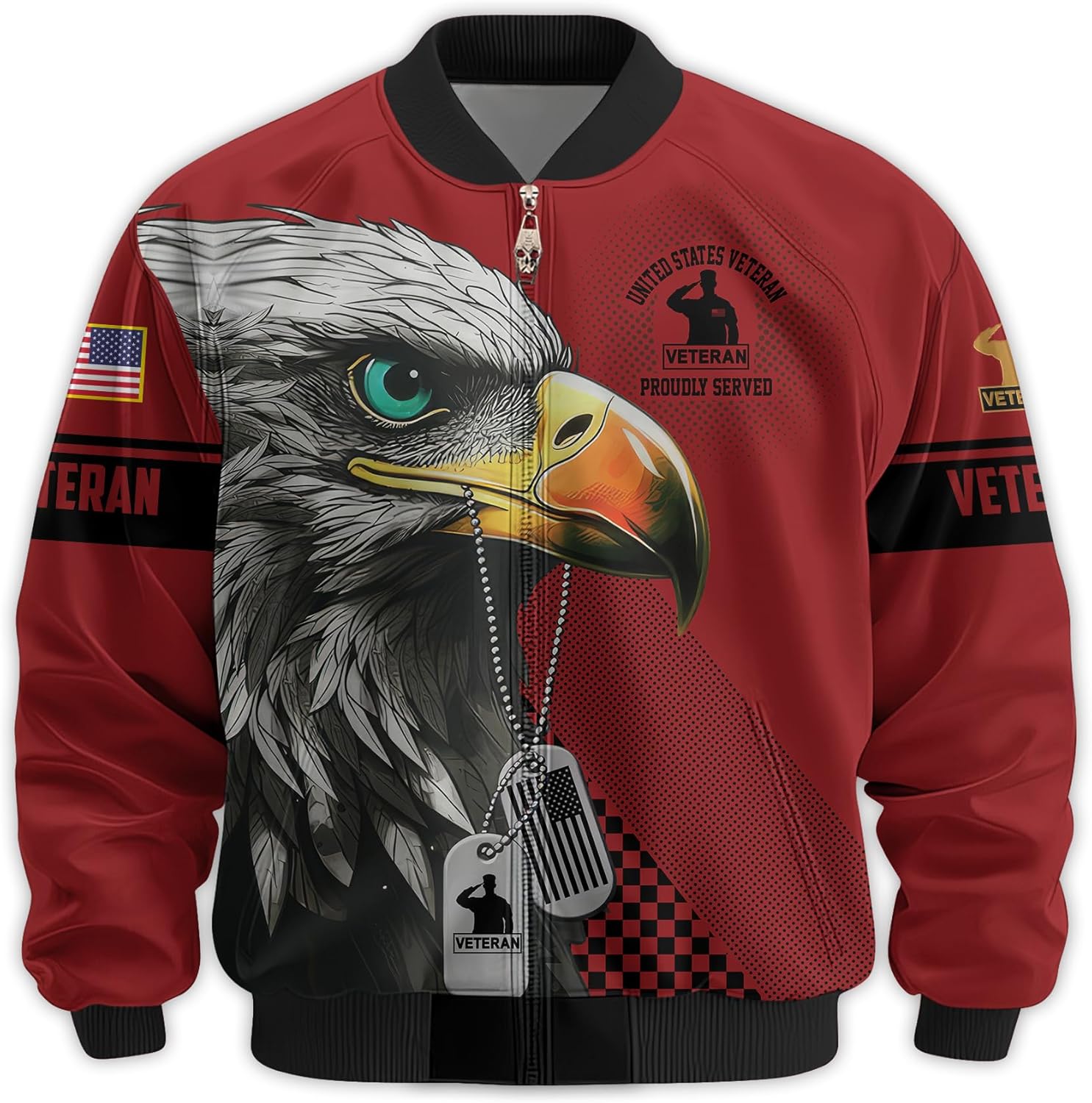 Proudly Served Veterans Varsity Jacket, Military Bomber Jacket Patriotic Style – Perfect Veteran Gift, Ideal for Veterans Day