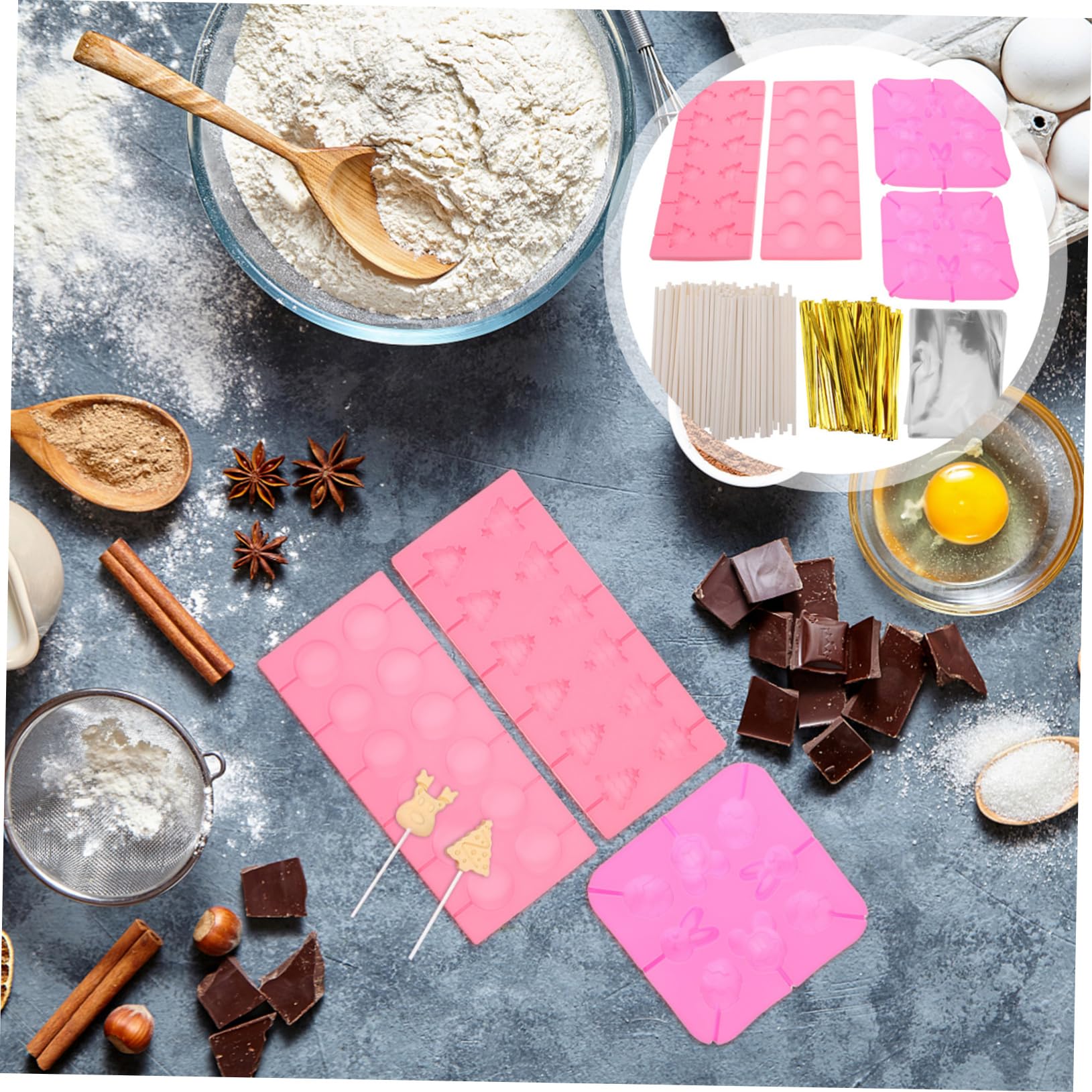 Moules à Chocolat en Silicone 1 Set Réutilisables pour Noël la Cuisine