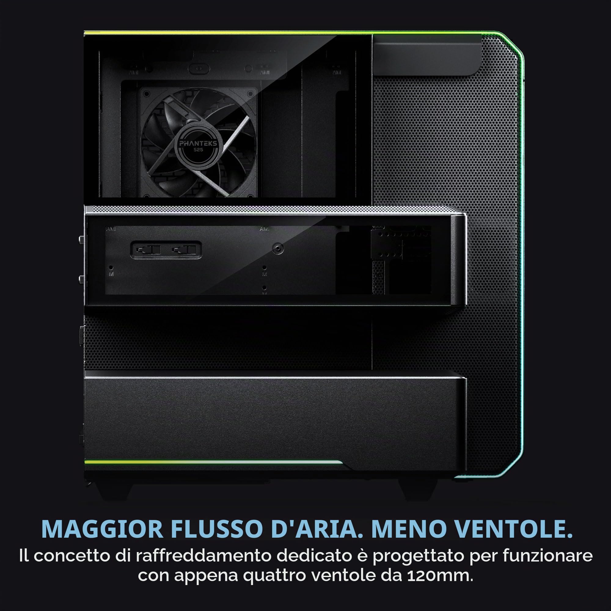 Phanteks EX5 Case ATX con Ventola S25-120 ARGB, Nero