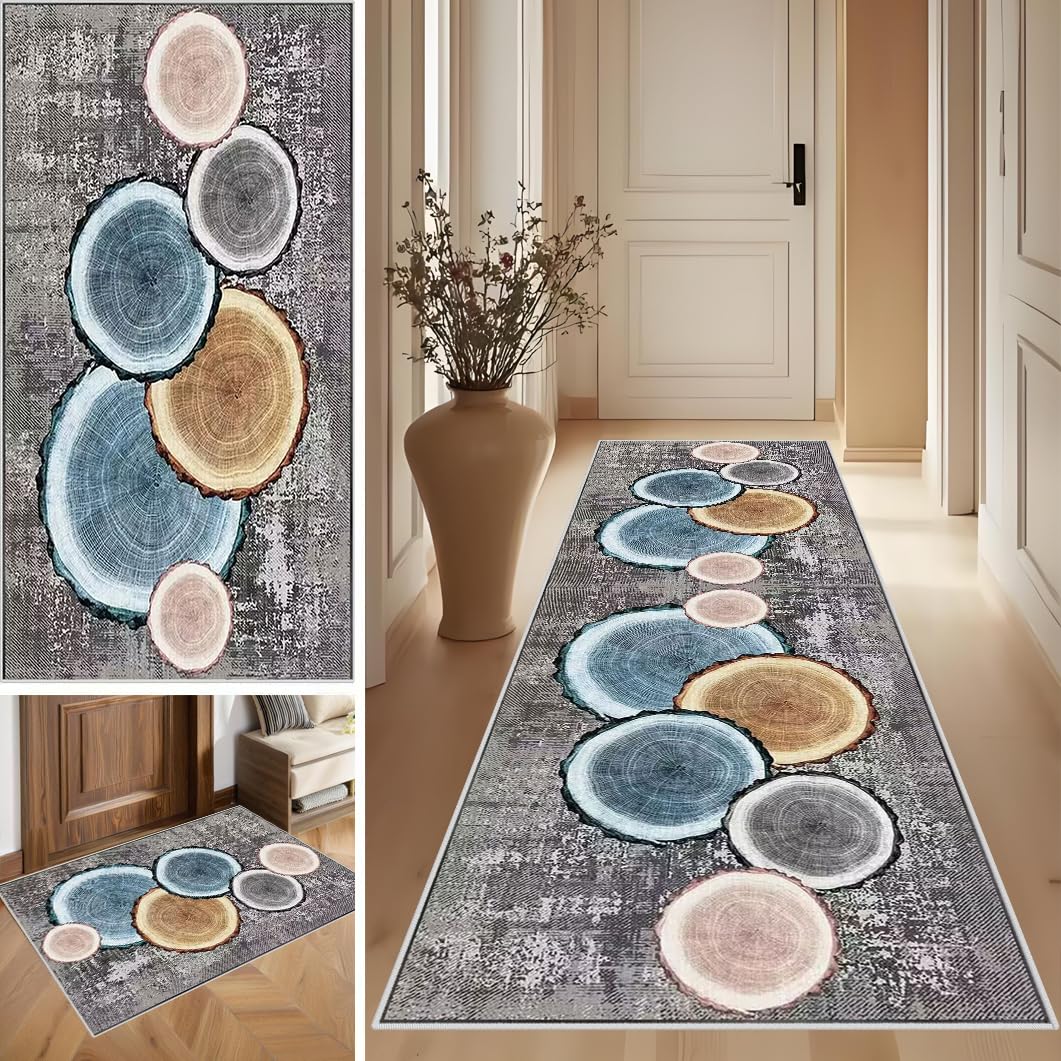 SUNMME Runner Rugs for Hallway Kitchen Carpet Runner Non Slip Washable Hall Runners Floor Carpets for Entryway Living Room Corridor Long Bedside Low Pile Carpet for Narrow Spaces 100 x 450 cm
