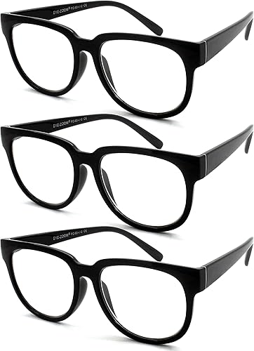 EYE ZOOM Paquete de 3 elegantes gafas de lectura con borde de cuerno para mujer
