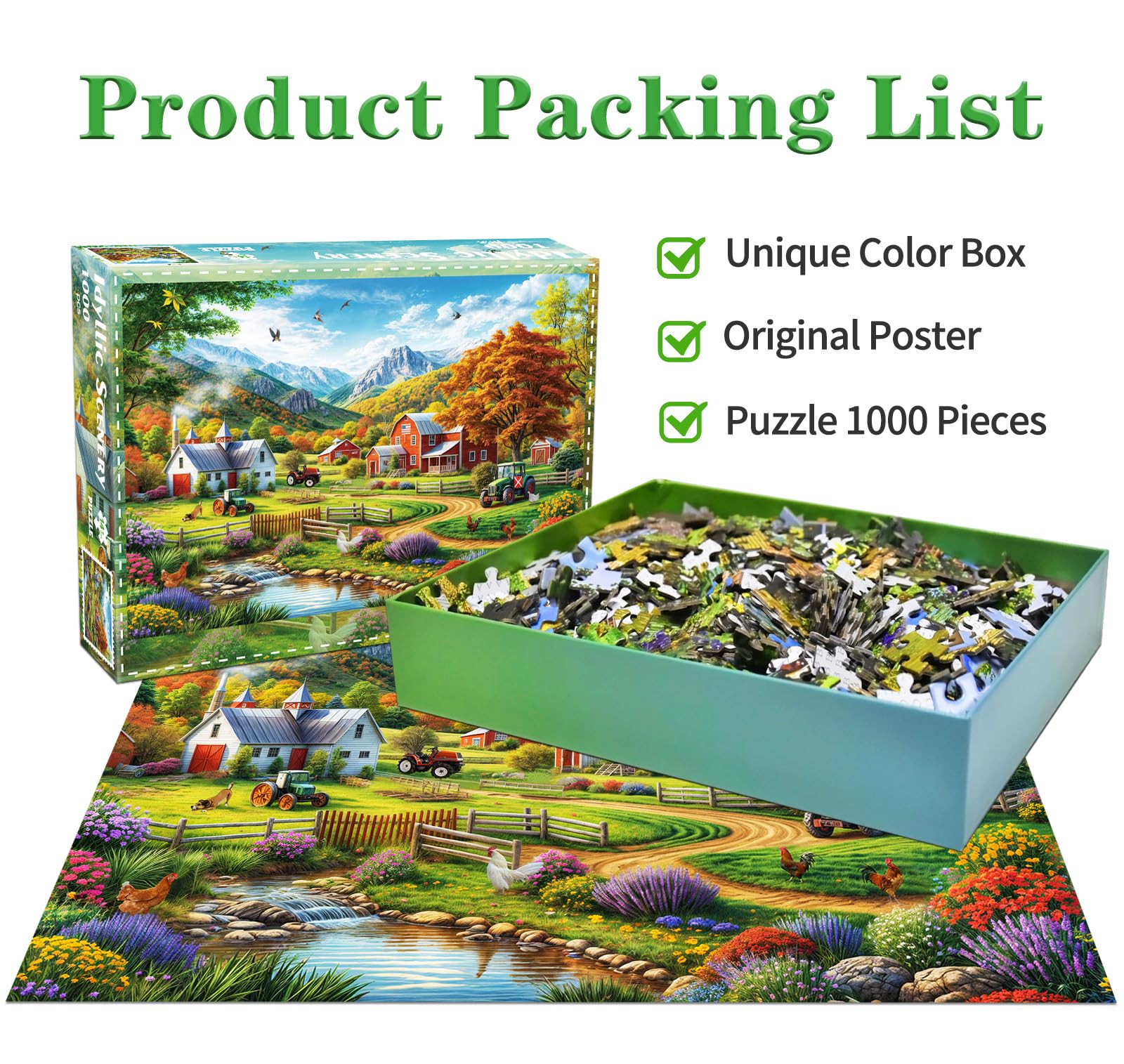 Puzzles 1000 Pieces for Adults jigsaw puzzles for adults 1000 Piece Puzzle Educational Games -Beautiful Village Scenery-Decoration Puzzle - Image 2