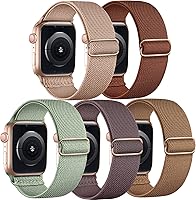 Vista 10 de 5 Pack de bandas elásticas de nylon compatibles con Apple Watch de 40 mm, 41 mm, 42 mm, 44 mm, 45 mm, 46 mm, 49 mm, 38 mm para mujeres y hombres