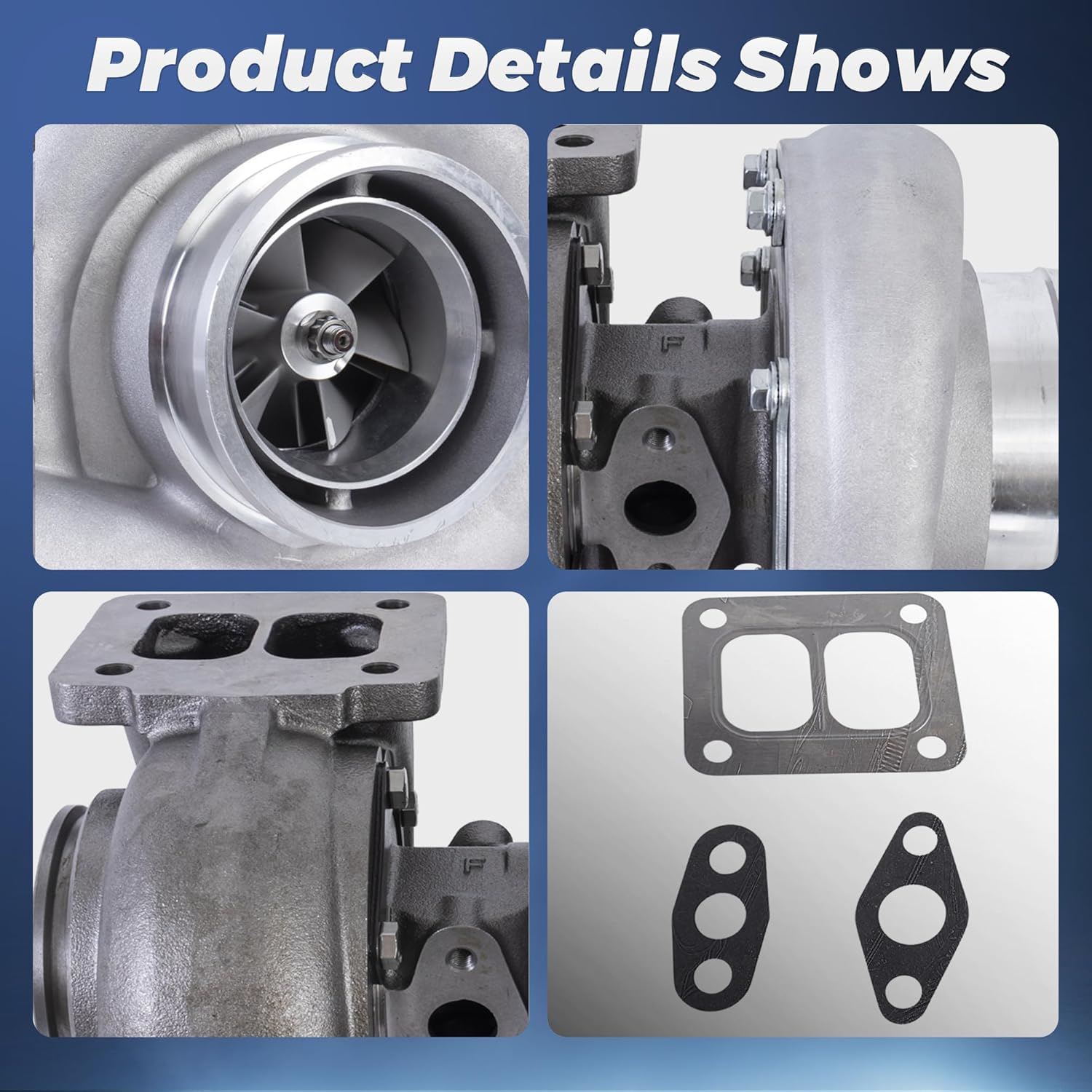 Detailed views of GT45 TurboCharger components and gaskets