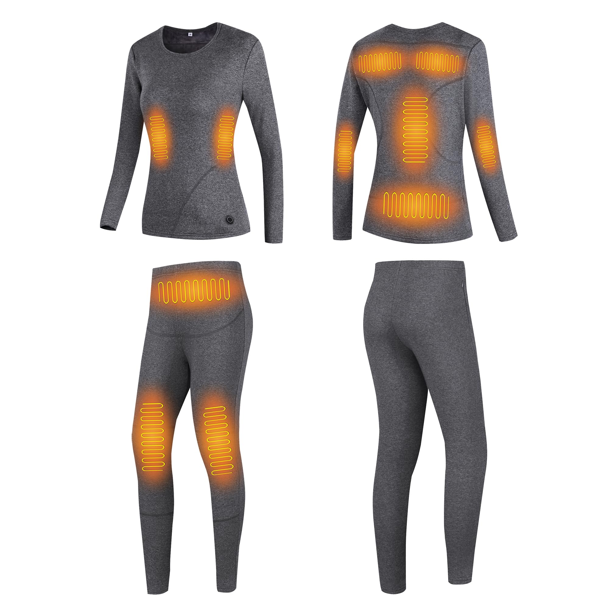 Camisa Y Pantalón De Ropa Interior Térmica Calefaccionada para Mujeres, Conjunto De Long Johns Térmicos Eléctricos De 11 Zonas De Calefacción para La Vida Diaria En Invierno