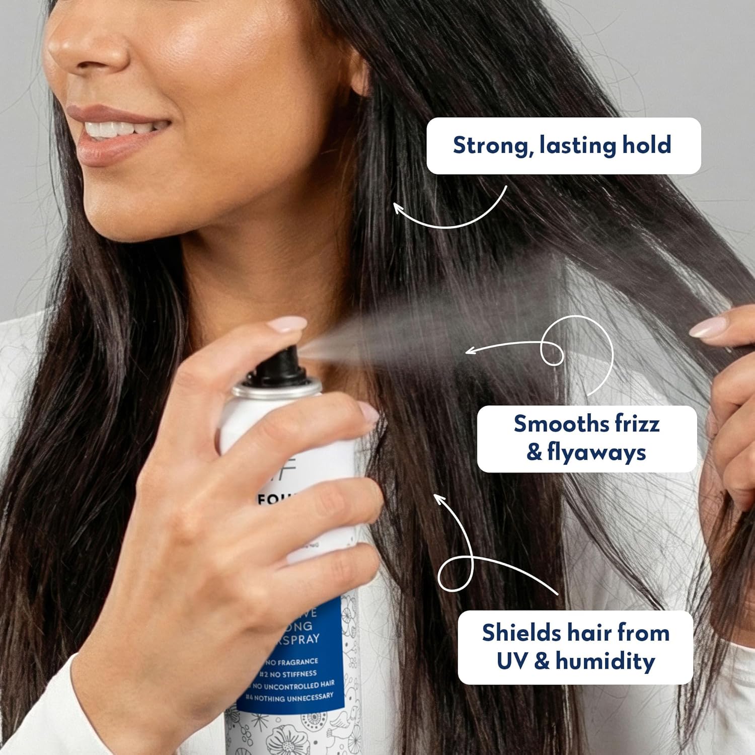 No Nothing Strong Hairspray, Fragrance Free, Hypoallergenic, Unscented Hair Spray for Sensitive Scalp, Strong Hold Finishing Control, Clean, Gentle Styling, 7.5 oz - Image 3