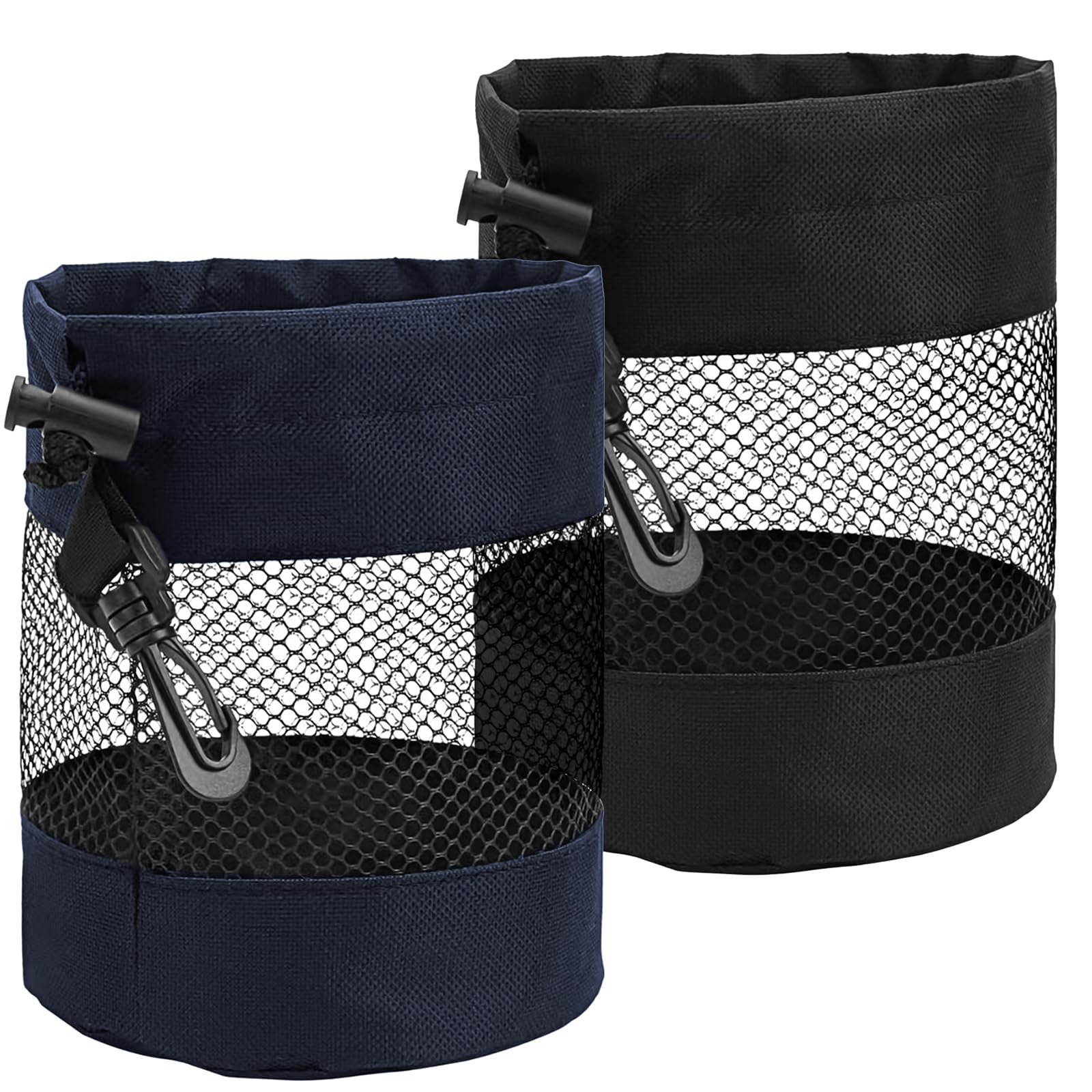 2 Stück Golf Ball Bag,Tennistasche,Golfballtaschen,Multifunktion Nylon Mesh Tasche für Aufbewahrung von Golfbällen,Tennisbällen und Anderen Bällen(Schwarz,Blau)