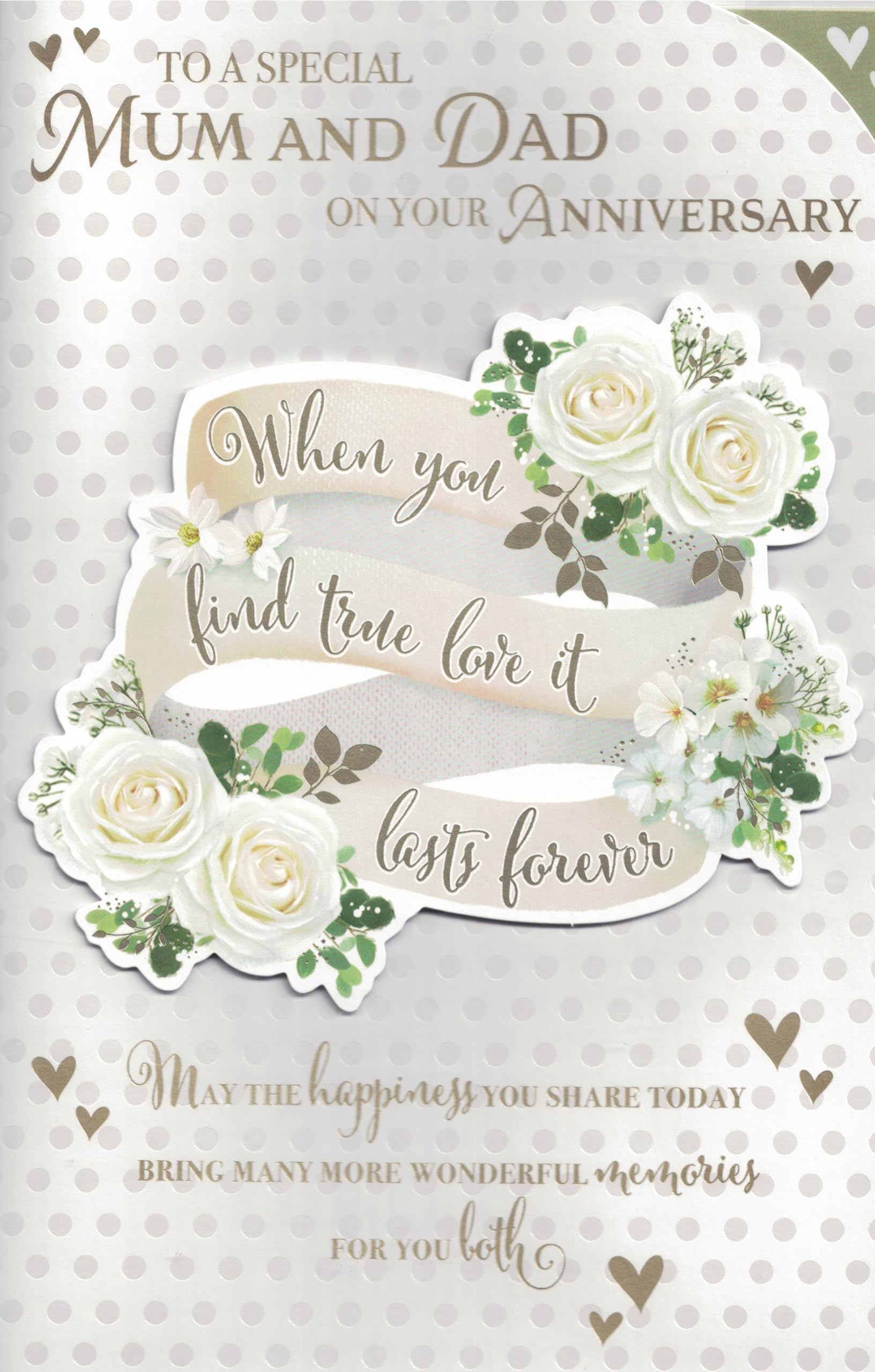 Prelude Mum & Dad Anniversary Card 7 Page Insert Verses Extra Large 12'' X 7. 5'', black|brown|red|white|grey, 12 x 7.5 inch