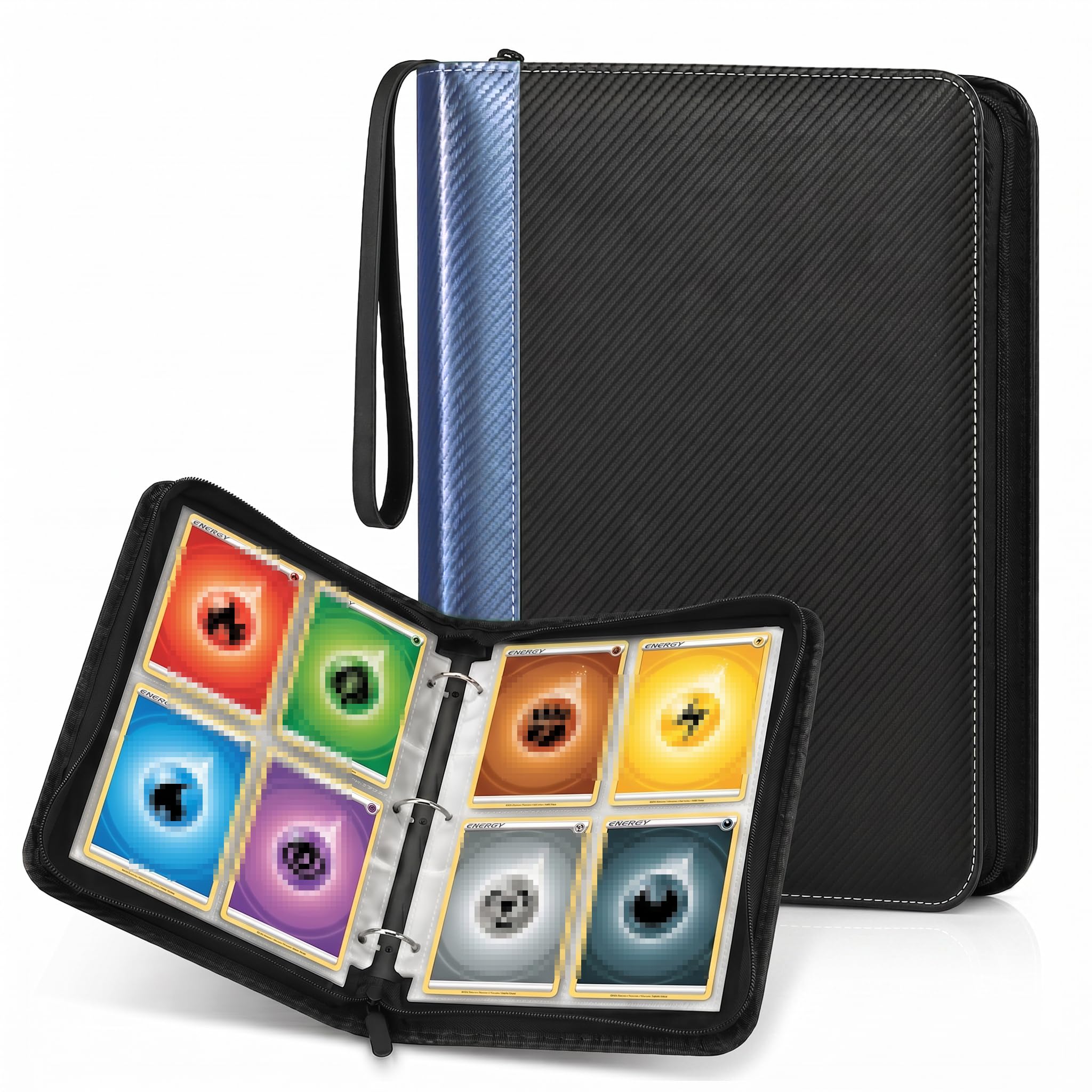 KORVORIA 4 Pocket Card Binder, 440 Trading Card Album for Standard Cards, Card Collection Folder Compatible with TCG, Basketball Sports Cards, Game Cards, Blue