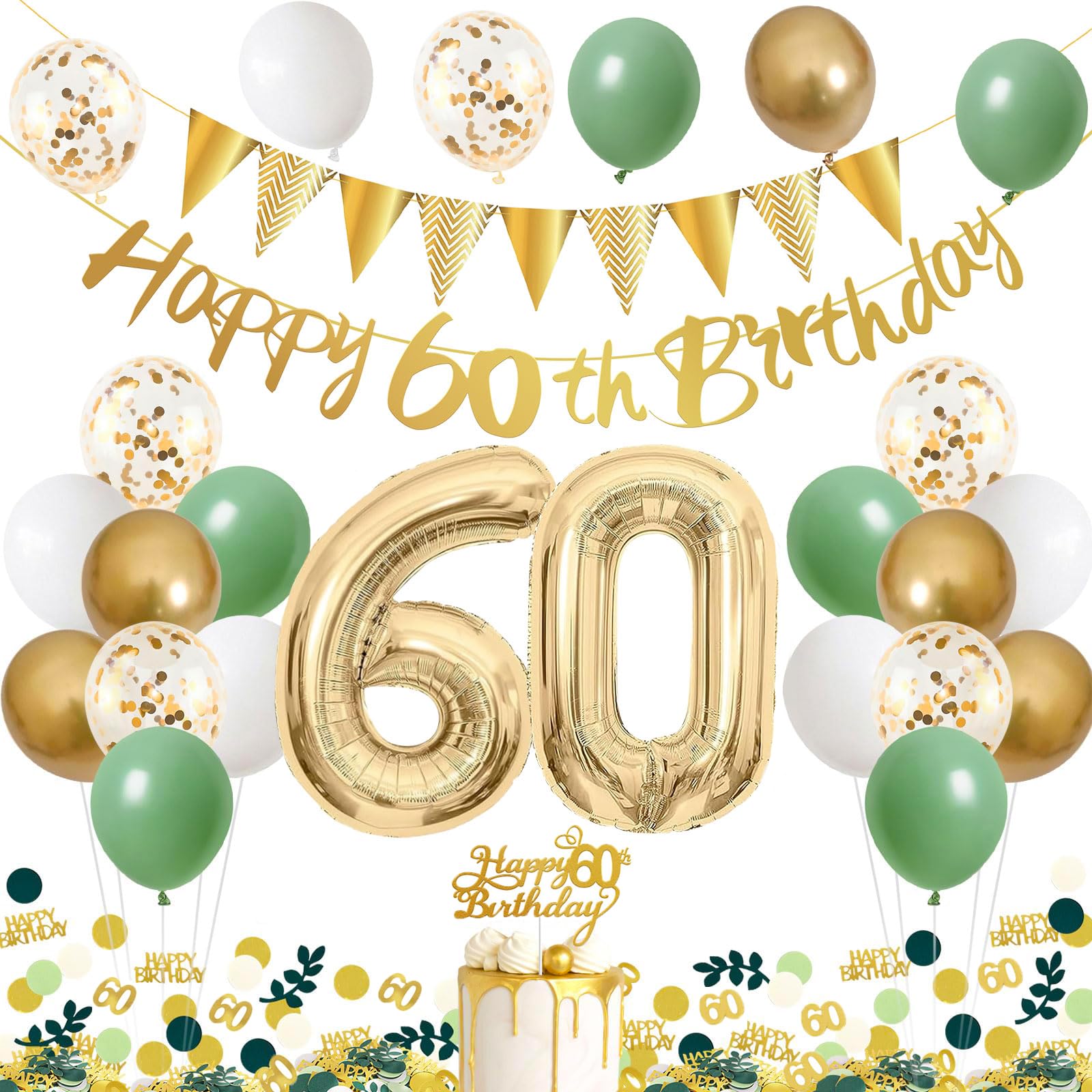 Geburtstag Deko Grün Weiß Gold