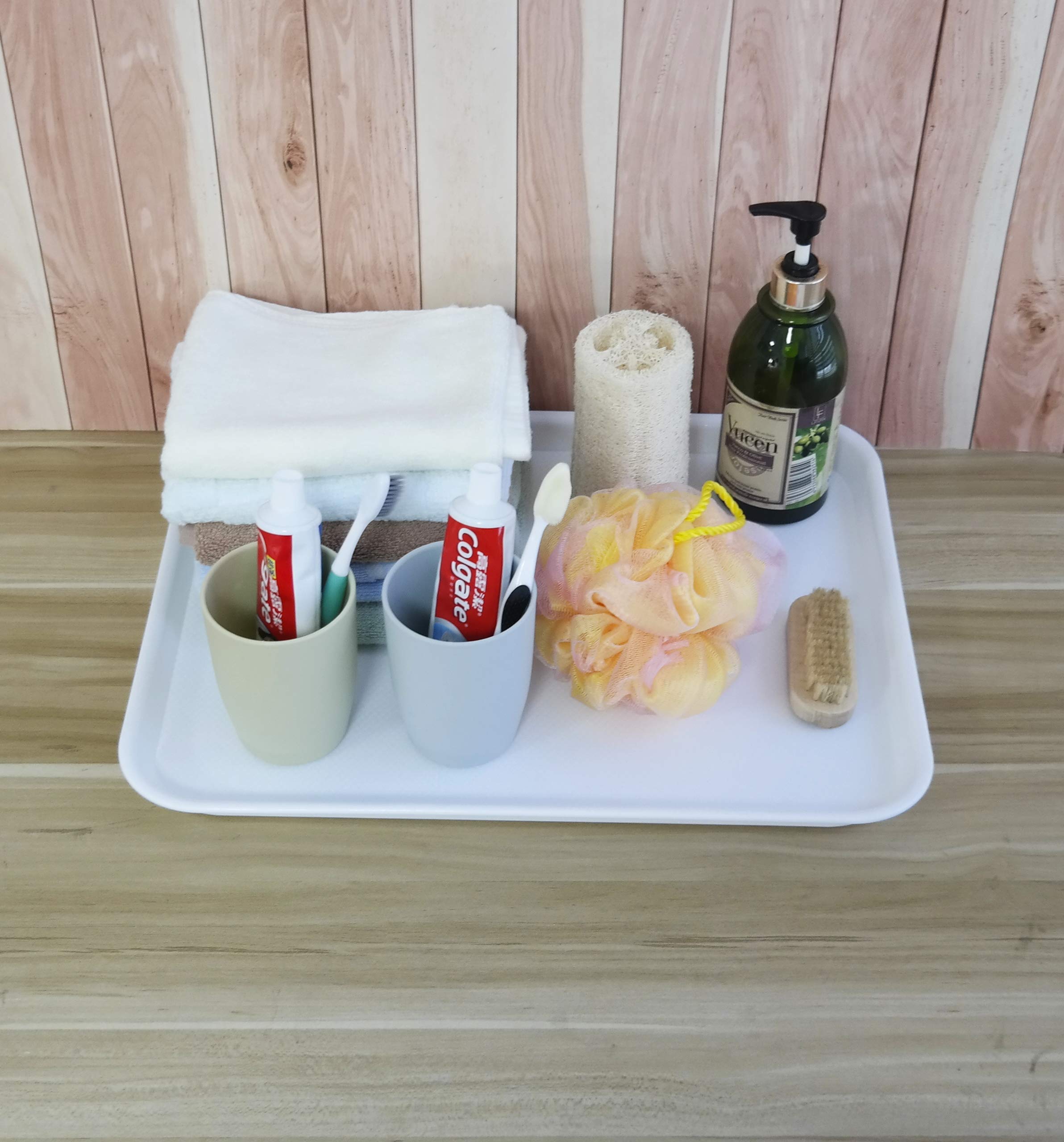 Set of 6 Plastic Serving Tray, Fast Food Tray, White
