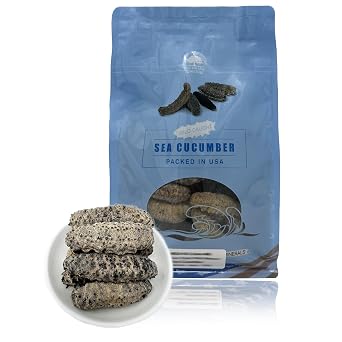 DABC OAK LAND Dried Sea Cucumber Wild Caught,Sun Dried Mexico Black Pin Sea Cucumber All Natural Nutritious Medium - 16OZ - Bag