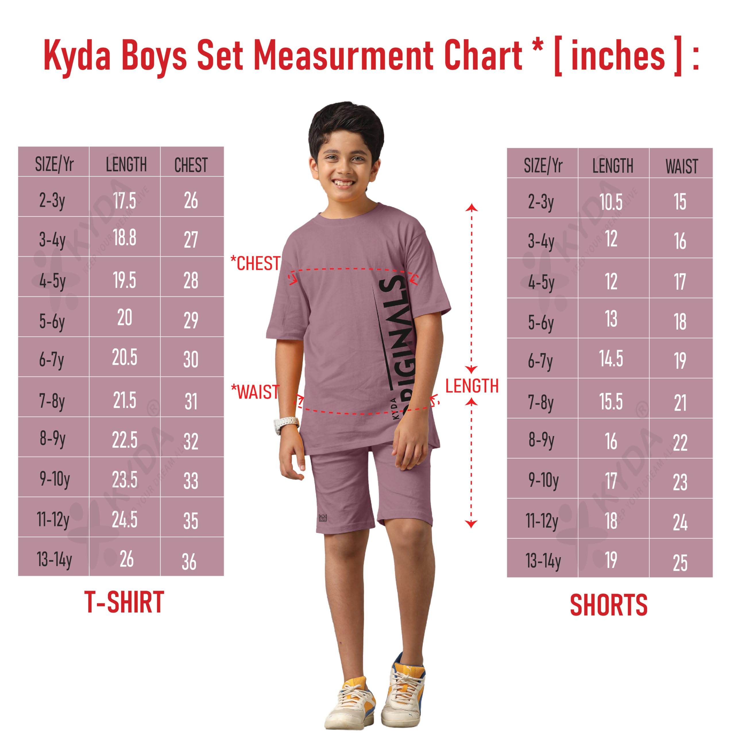 KYDA KIDS Completo t-shirt e pantaloncini 100% puro cotone bambino