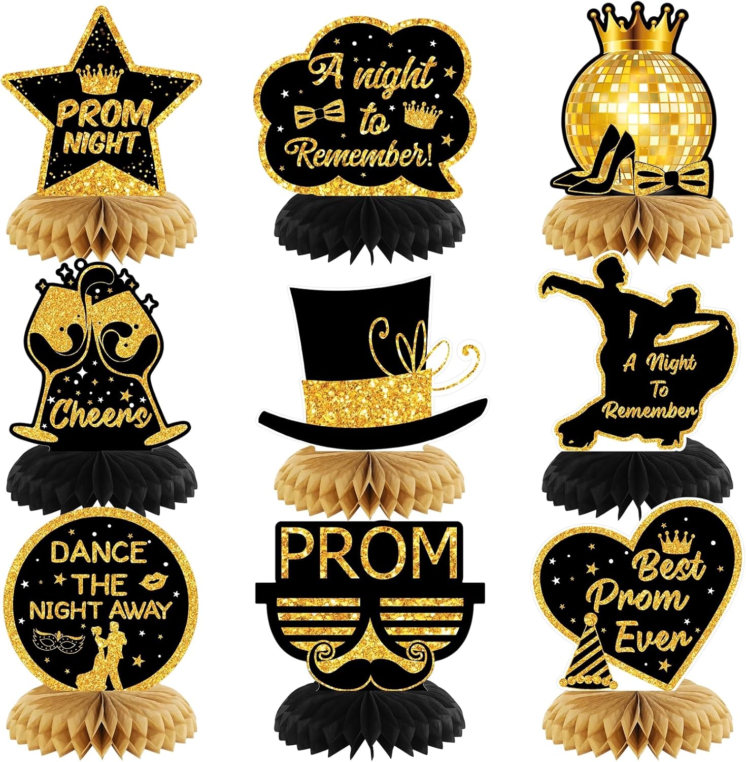 Amazon.com: 9 Pieces Prom Night Honeycomb Centerpieces Prom Party ...