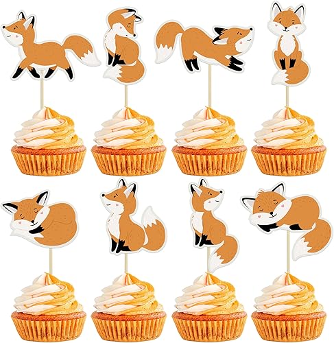 Gyufise 32 piezas de decoración para cupcakes de animales para baby shower con temática de animales del bosque, baby shower, fiesta de cumpleaños,