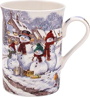The Leonardo Collection Snowmen Mug for Hot Drinks | Reusable Fine China Coffee Cups for Kitchen & Home | Durable Printed Tea Mugs for Every Occasion | Long-Lasting Cup for All Types of Beverages