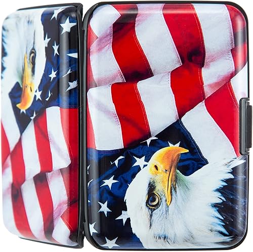 Miniatura 3 de Kaabao Aluminum Wallet RFID Blocking Slim Metal Business ID Credit Card Holder Hard Case (Bald Eagle on American Flag)