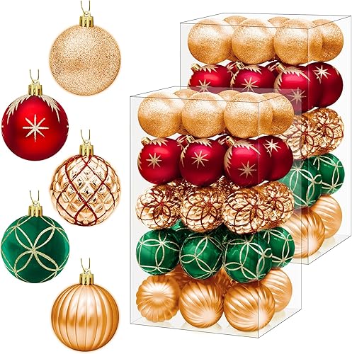 Miniatura 11 de DeckTheHalls Bolas de Navidad Ornamentos, 30 piezas de decoración de Navidad de 2.5 pulgadas para colgar en el árbol de Navidad, adornos de bolas de