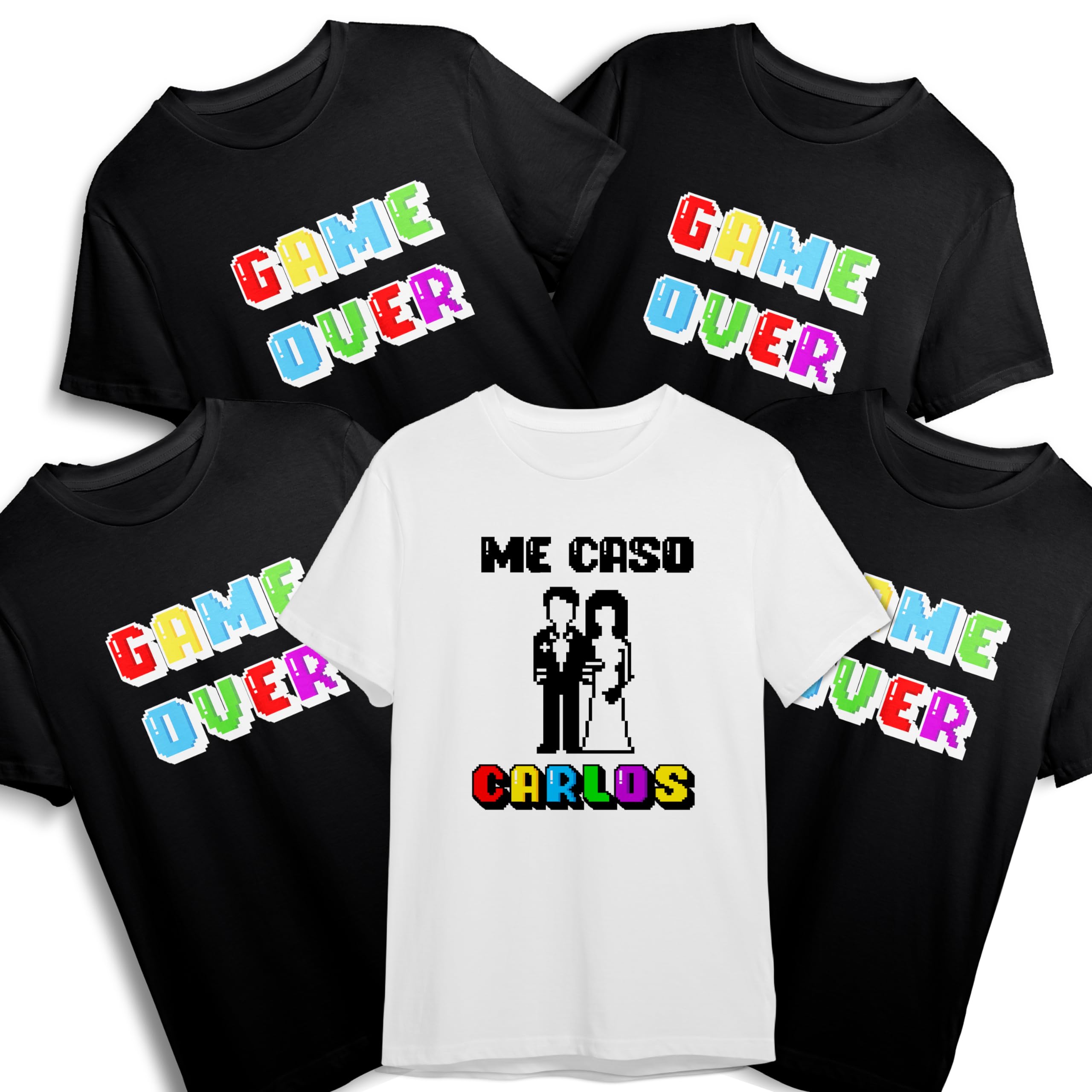 Camisetas personalizadas para despedida de soltero con nombre Pack de 5 unidades para el equipo del novio Regalo ideal para boda y fiesta con diseño de Game Over